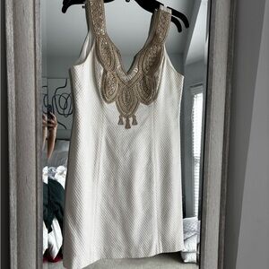 Lilly Pulitzer White Dress with Gold Accents